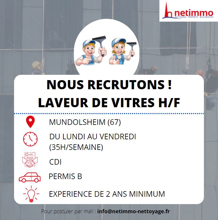 Laveur de vitre H/F Saverne